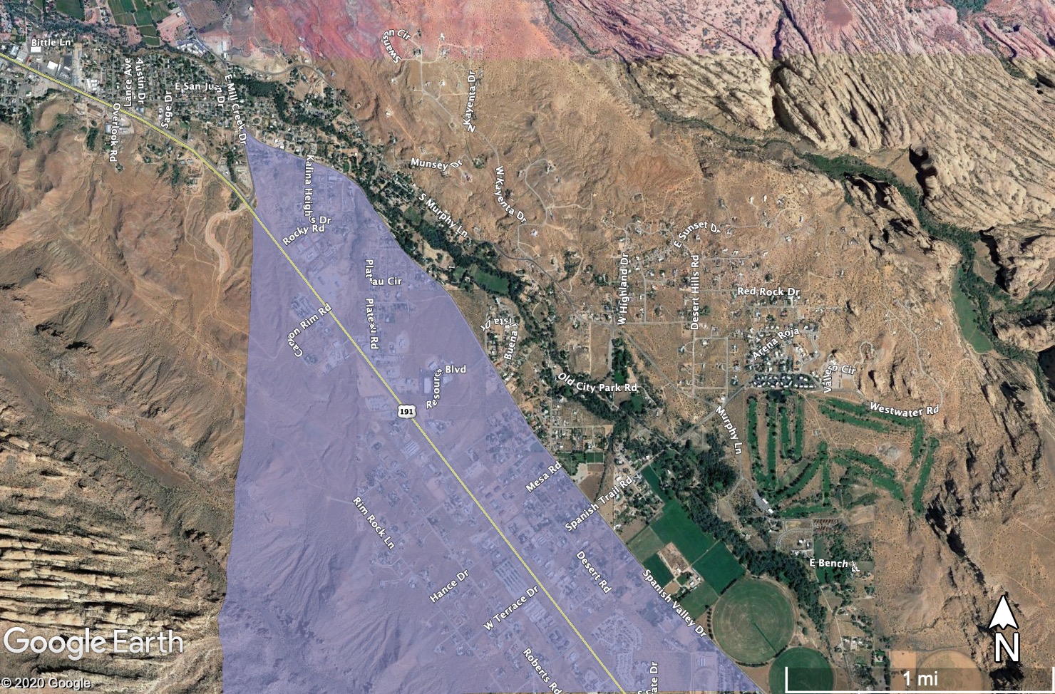 A map of the boundaries of the southern part of Grand County Commission District 3, which encompasses part of Spanish Valley