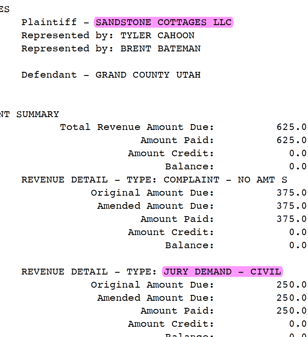 an excerpt of the linked file, with the plaintiff and charge for a jury request highlighted